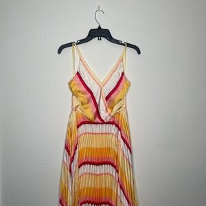 WHBM Striped Yellow and Pink Women's Dress